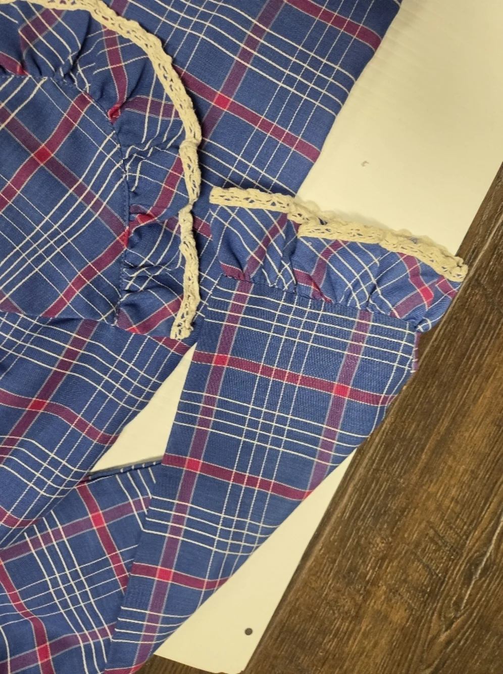 Vtg 70s Sears Winnie The Pooh Dress 6X Plaid Ruffle Lace Cottagecore Disney